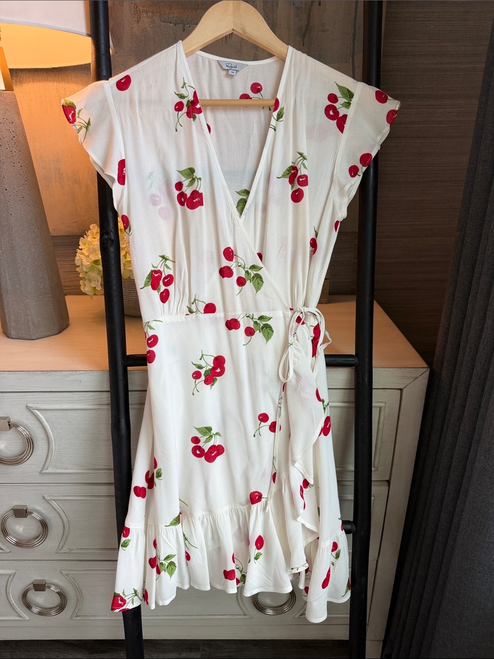 Rails White Cherry Print Wrap Dress